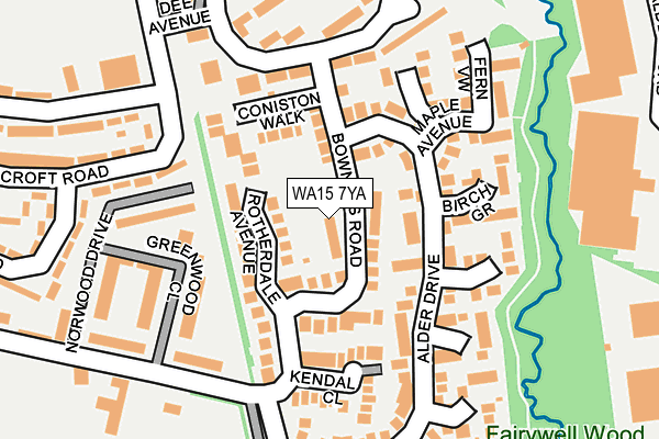 WA15 7YA map - OS OpenMap – Local (Ordnance Survey)