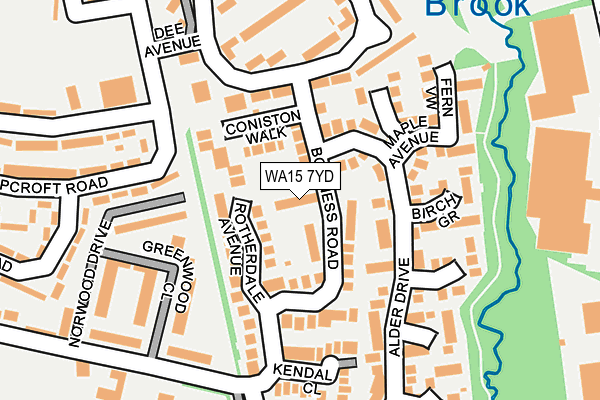 WA15 7YD map - OS OpenMap – Local (Ordnance Survey)