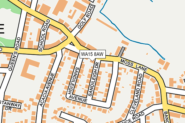 WA15 8AW map - OS OpenMap – Local (Ordnance Survey)