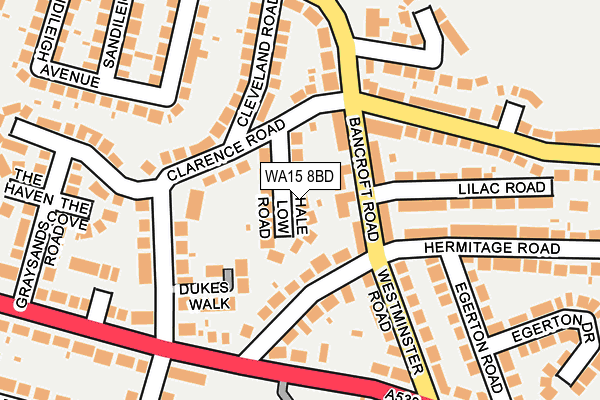 WA15 8BD map - OS OpenMap – Local (Ordnance Survey)