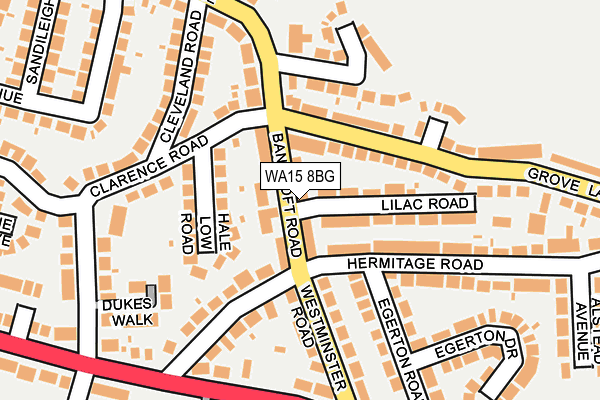WA15 8BG map - OS OpenMap – Local (Ordnance Survey)