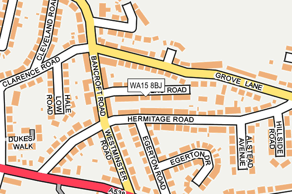 WA15 8BJ map - OS OpenMap – Local (Ordnance Survey)