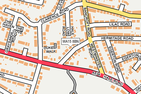 WA15 8BN map - OS OpenMap – Local (Ordnance Survey)