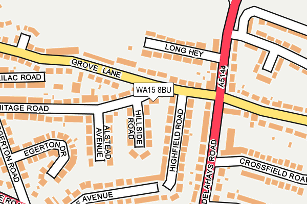 WA15 8BU map - OS OpenMap – Local (Ordnance Survey)