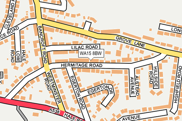 WA15 8BW map - OS OpenMap – Local (Ordnance Survey)