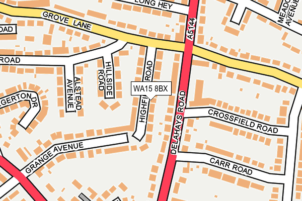 WA15 8BX map - OS OpenMap – Local (Ordnance Survey)