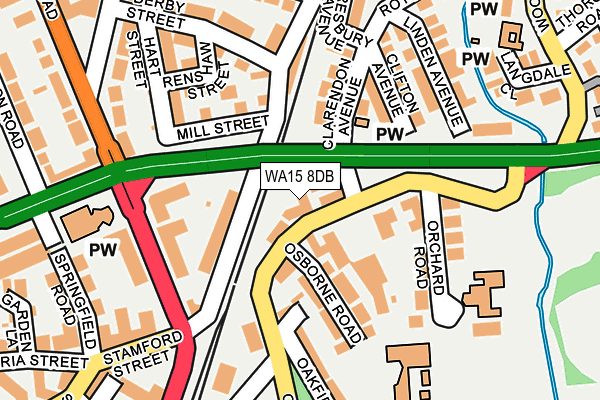 WA15 8DB map - OS OpenMap – Local (Ordnance Survey)