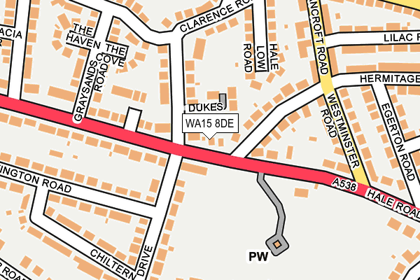 WA15 8DE map - OS OpenMap – Local (Ordnance Survey)
