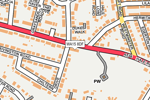 WA15 8DF map - OS OpenMap – Local (Ordnance Survey)