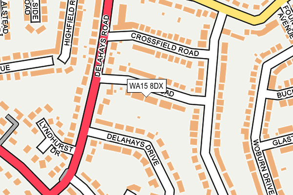 WA15 8DX map - OS OpenMap – Local (Ordnance Survey)
