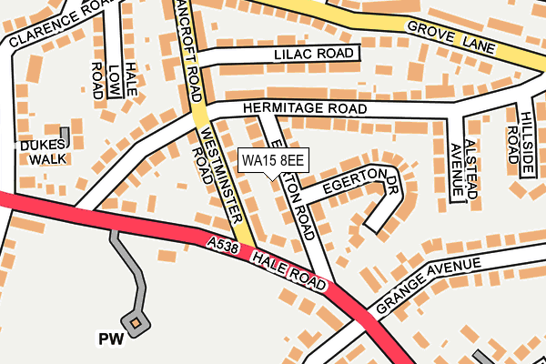 WA15 8EE map - OS OpenMap – Local (Ordnance Survey)