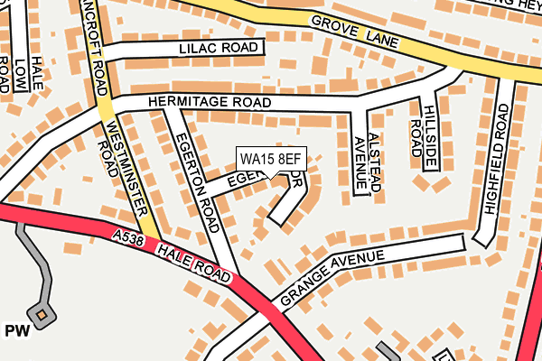 WA15 8EF map - OS OpenMap – Local (Ordnance Survey)