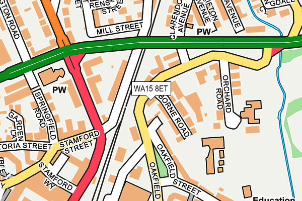 WA15 8ET map - OS OpenMap – Local (Ordnance Survey)