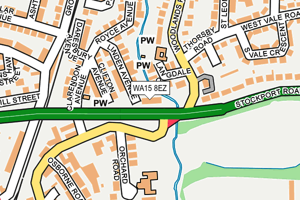 WA15 8EZ map - OS OpenMap – Local (Ordnance Survey)