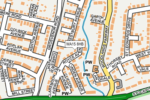 WA15 8HB map - OS OpenMap – Local (Ordnance Survey)