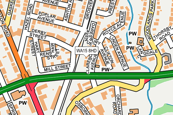 WA15 8HD map - OS OpenMap – Local (Ordnance Survey)