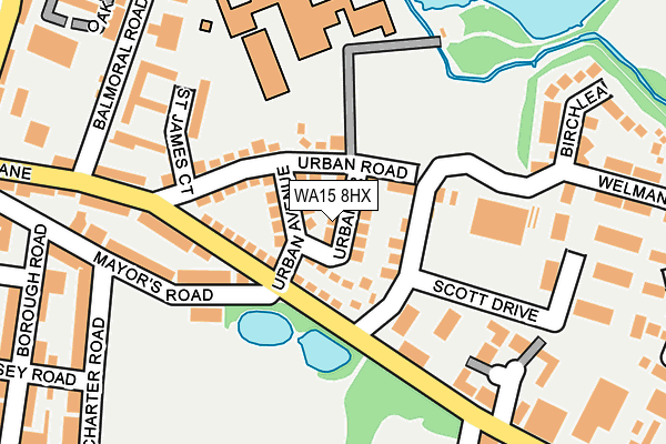 WA15 8HX map - OS OpenMap – Local (Ordnance Survey)