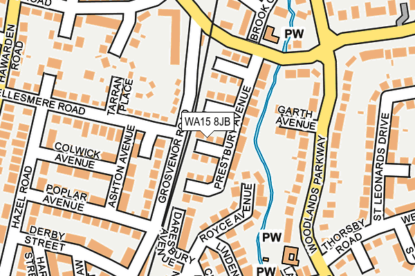 WA15 8JB map - OS OpenMap – Local (Ordnance Survey)