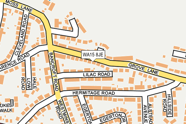 WA15 8JE map - OS OpenMap – Local (Ordnance Survey)