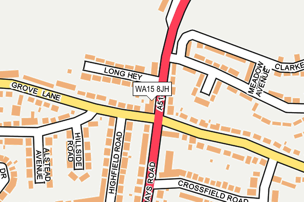 WA15 8JH map - OS OpenMap – Local (Ordnance Survey)