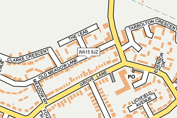 WA15 8JZ map - OS OpenMap – Local (Ordnance Survey)