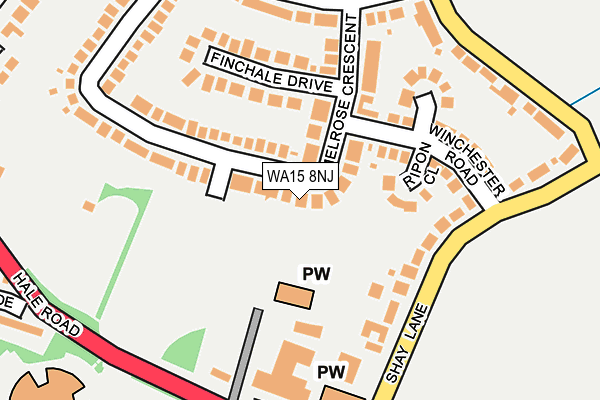 WA15 8NJ map - OS OpenMap – Local (Ordnance Survey)