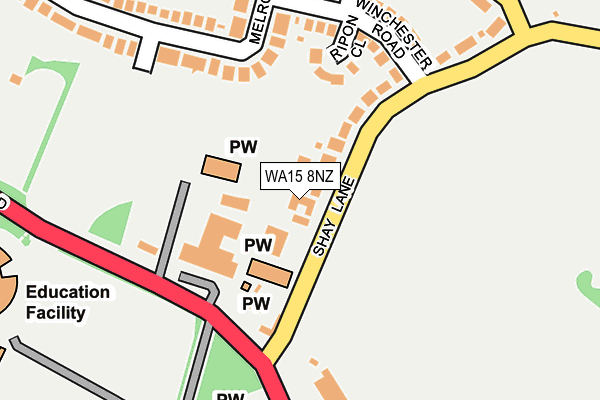 WA15 8NZ map - OS OpenMap – Local (Ordnance Survey)