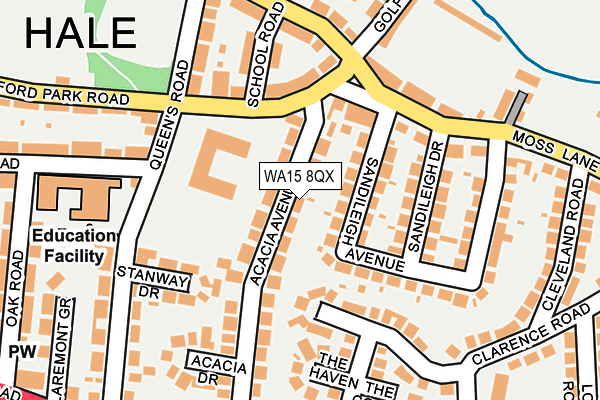 WA15 8QX map - OS OpenMap – Local (Ordnance Survey)