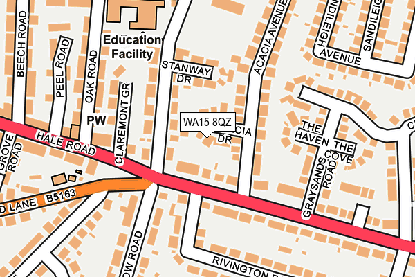 WA15 8QZ map - OS OpenMap – Local (Ordnance Survey)