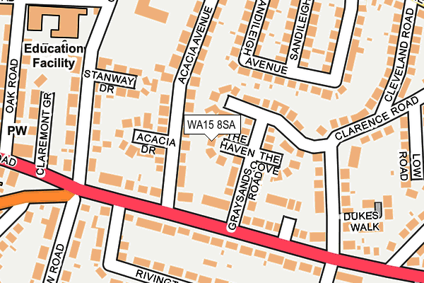 WA15 8SA map - OS OpenMap – Local (Ordnance Survey)