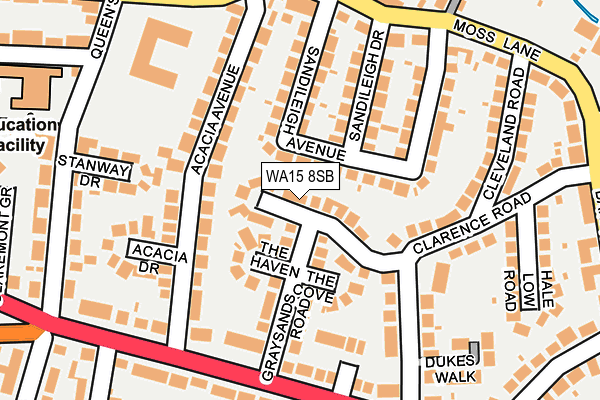 WA15 8SB map - OS OpenMap – Local (Ordnance Survey)