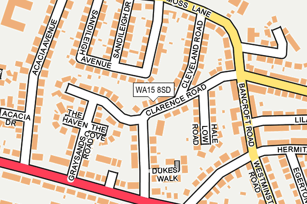 WA15 8SD map - OS OpenMap – Local (Ordnance Survey)