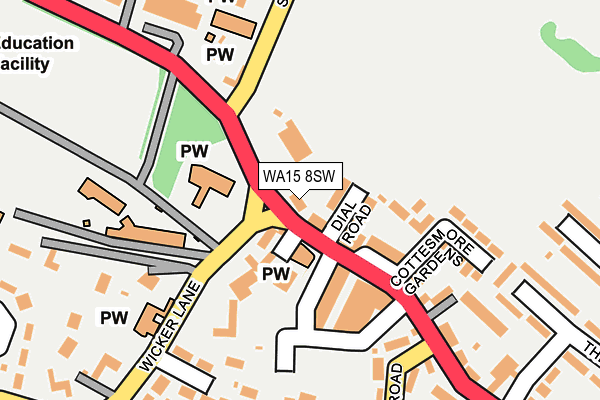 WA15 8SW map - OS OpenMap – Local (Ordnance Survey)
