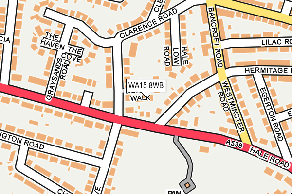 WA15 8WB map - OS OpenMap – Local (Ordnance Survey)