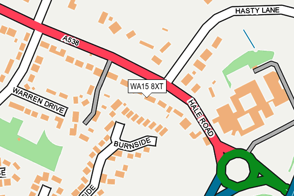 WA15 8XT map - OS OpenMap – Local (Ordnance Survey)