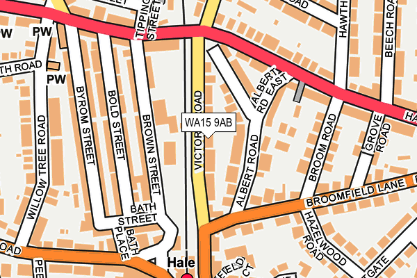 WA15 9AB map - OS OpenMap – Local (Ordnance Survey)