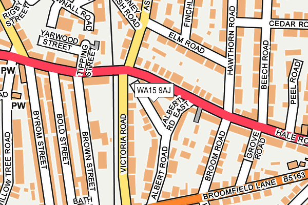 WA15 9AJ map - OS OpenMap – Local (Ordnance Survey)