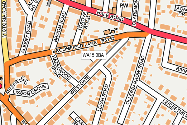 WA15 9BA map - OS OpenMap – Local (Ordnance Survey)