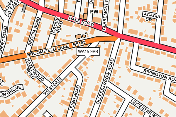 WA15 9BB map - OS OpenMap – Local (Ordnance Survey)