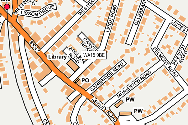 WA15 9BE map - OS OpenMap – Local (Ordnance Survey)