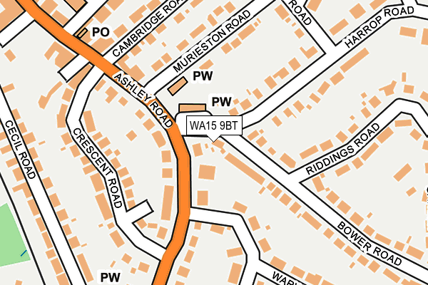 WA15 9BT map - OS OpenMap – Local (Ordnance Survey)