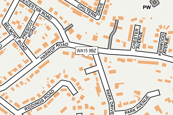 WA15 9BZ map - OS OpenMap – Local (Ordnance Survey)