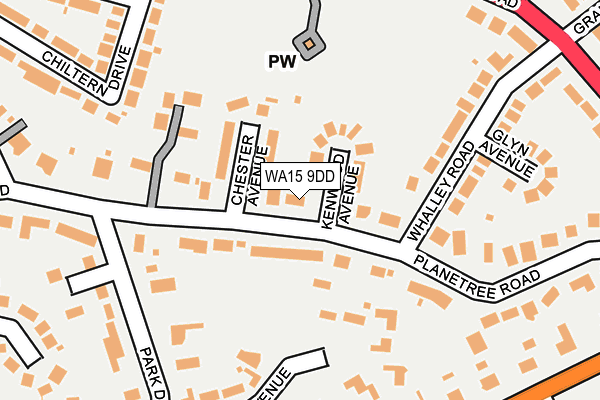 WA15 9DD map - OS OpenMap – Local (Ordnance Survey)