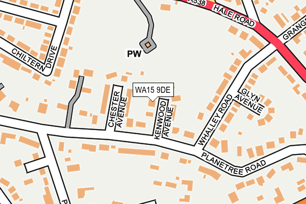 WA15 9DE map - OS OpenMap – Local (Ordnance Survey)