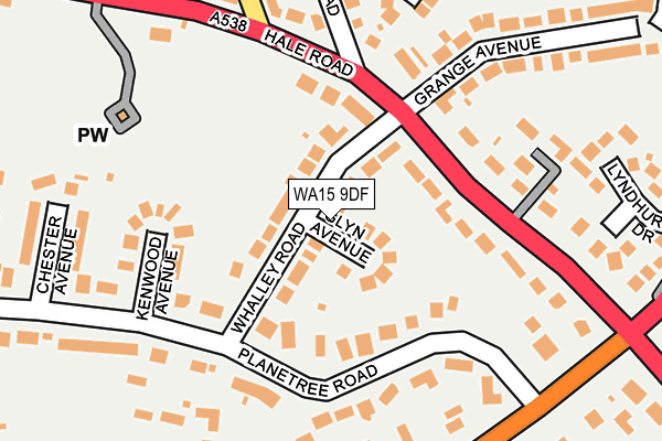 WA15 9DF map - OS OpenMap – Local (Ordnance Survey)