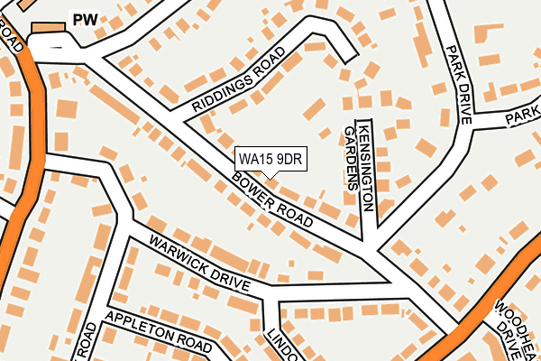 WA15 9DR map - OS OpenMap – Local (Ordnance Survey)