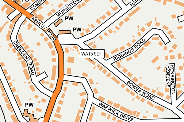 WA15 9DT map - OS OpenMap – Local (Ordnance Survey)