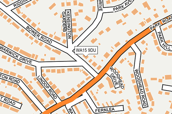 WA15 9DU map - OS OpenMap – Local (Ordnance Survey)