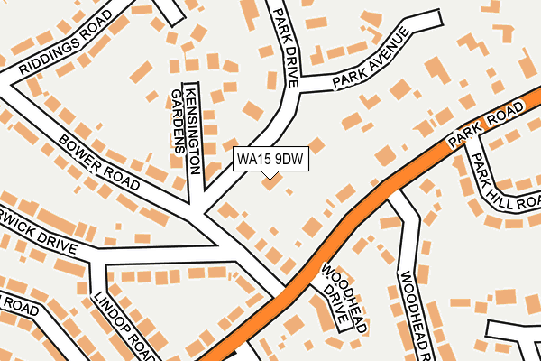 WA15 9DW map - OS OpenMap – Local (Ordnance Survey)