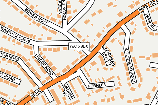 WA15 9DX map - OS OpenMap – Local (Ordnance Survey)